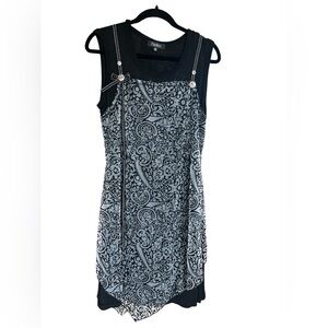 Papillon Asymmetrical Paisley Layered Dress M Black Gray Whimsygoth Lagenlook